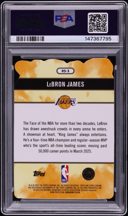 2025 Topps Chrome Rock Stars Die-Cut LeBron James #RS-3 PSA 10 GEM MINT - Photo 2