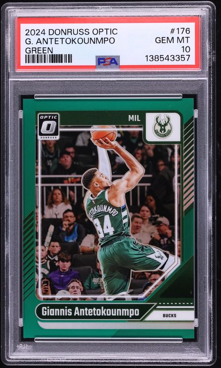 2024 Donruss Optic Green Giannis Antetokounmpo 1/5 #176 PSA 10 GEM MINT