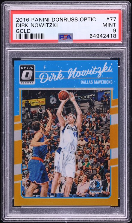 2016 Donruss Optic Gold Dirk Nowitzki /10 #77 PSA 9 MINT - Photo 1