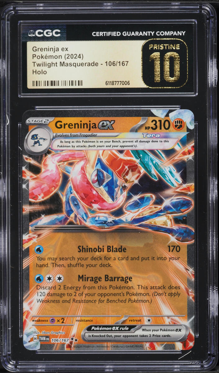 2024 Pokemon Scarlet & Violet Twilight Masquerade Holo Greninja ex #106 CGC 10 PRISTINE