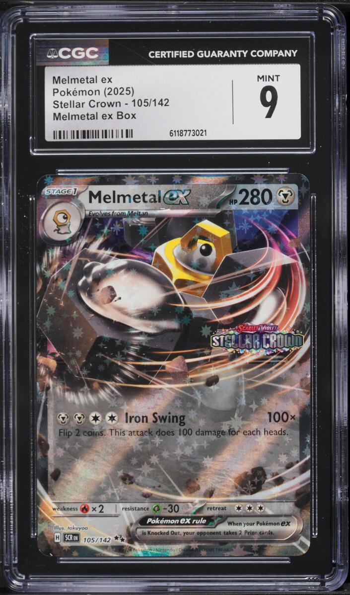 2025 Pokemon Scarlet & Violet Stellar Crown Melmetal ex Box Melmetal EX #105 CGC 9 MINT