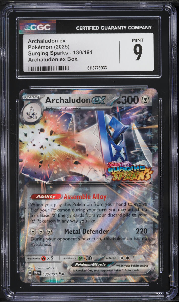 2025 Pokemon Scarlet & Violet Surging Sparks Archaludon ex Box Archaludon EX #130 CGC 9 MINT