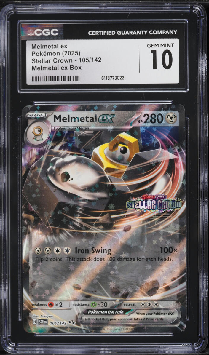 2025 Pokemon Scarlet & Violet Stellar Crown Melmetal ex Box Melmetal EX #105 CGC 10 GEM MINT