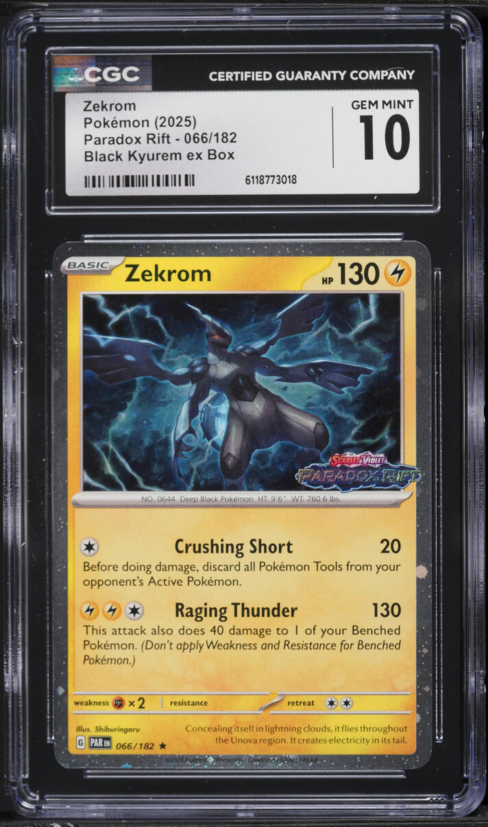 2025 Pokemon Scarlet & Violet Paradox Rift Black Kyurem ex Box Zekrom #066 CGC 10 GEM MINT