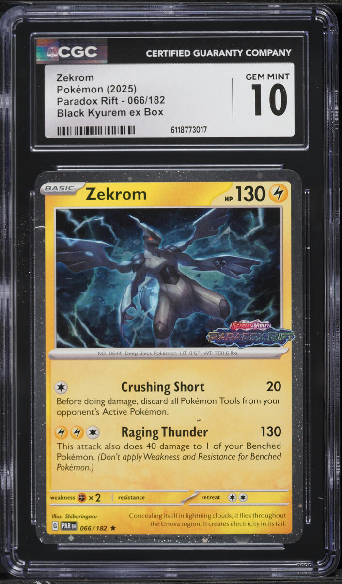 2025 Pokemon Scarlet & Violet Paradox Rift Black Kyurem ex Box Zekrom #066 CGC 10 GEM MINT