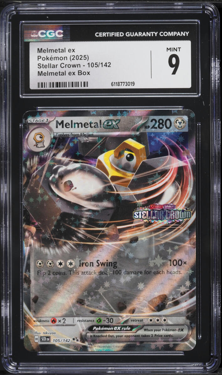 2025 Pokemon Scarlet & Violet Stellar Crown Melmetal ex Box Melmetal EX #105 CGC 9 MINT