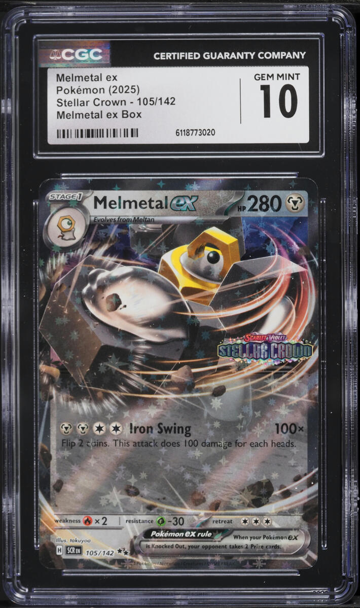 2025 Pokemon Scarlet & Violet Stellar Crown Melmetal ex Box Melmetal EX #105 CGC 10 GEM MINT