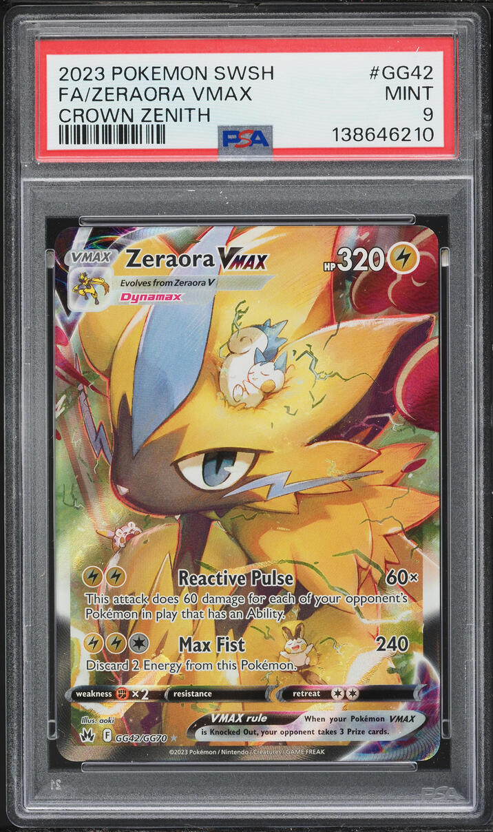 2023 Pokemon Sword & Shield Crown Zenith Alt Art Zeraora VMAX #GG42 PSA 9 MINT