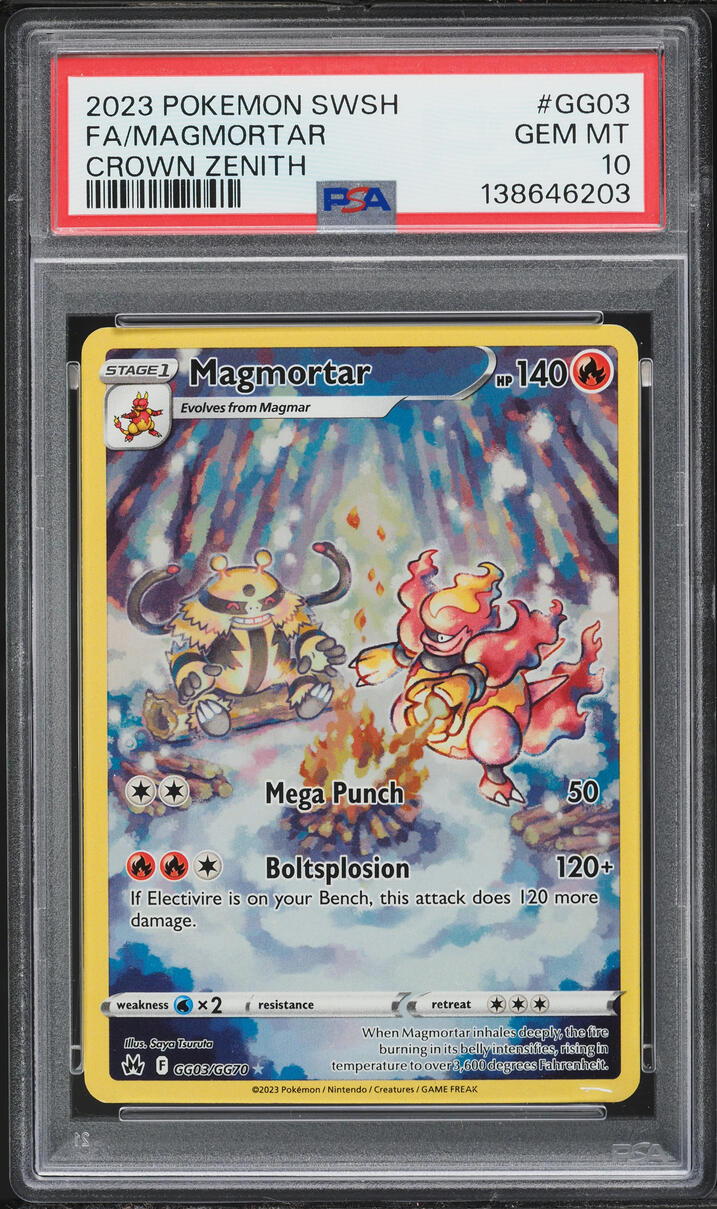 2023 Pokemon Sword & Shield Crown Zenith Alt Art Magmortar #GG03 PSA 10 GEM MINT