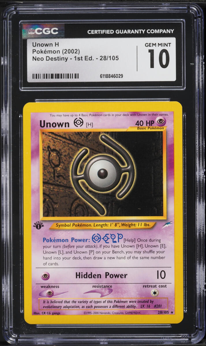 2002 Pokemon Neo Destiny 1st Edition Unown H #28 CGC 10 GEM MINT