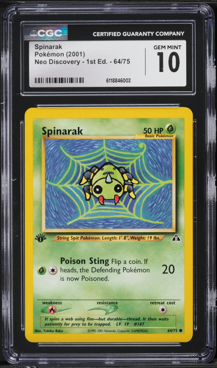 2001 Pokemon Neo Discovery 1st Edition Spinarak #64 CGC 10 GEM MINT