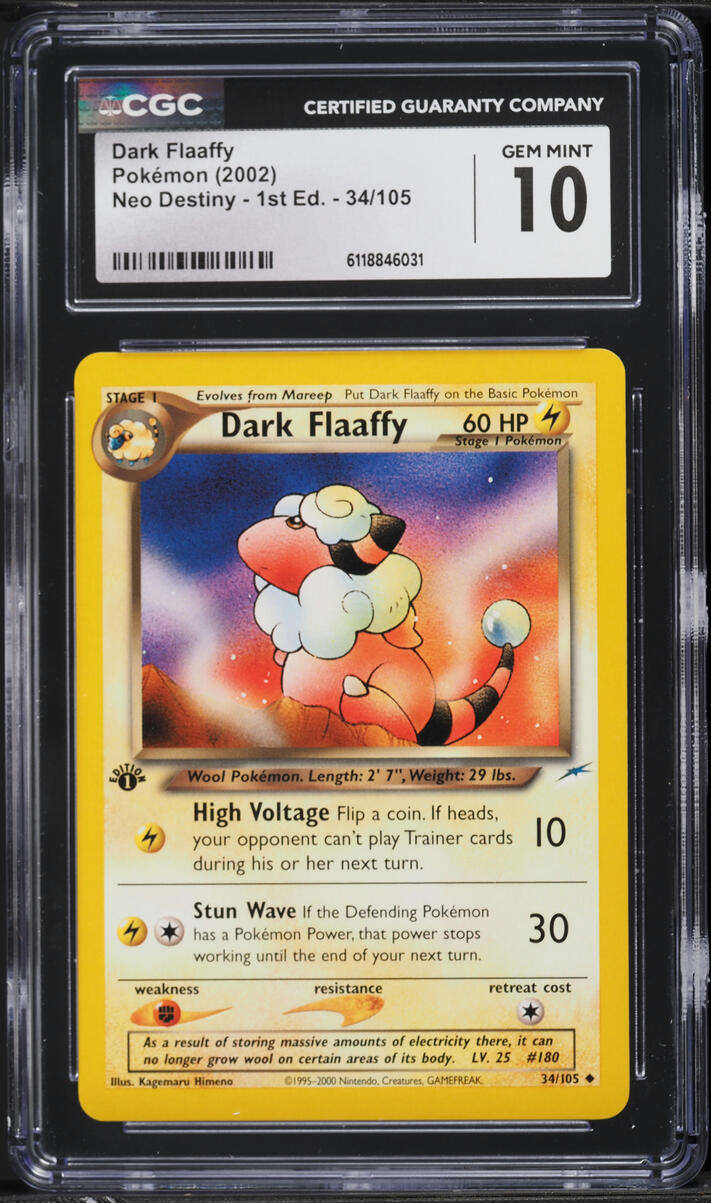 2002 Pokemon Neo Destiny 1st Edition Dark Flaaffy #34 CGC 10 GEM MINT