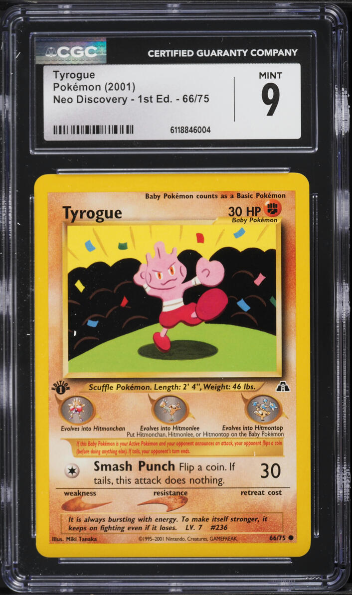 2001 Pokemon Neo Discovery 1st Edition Tyrogue #66 CGC 9 MINT