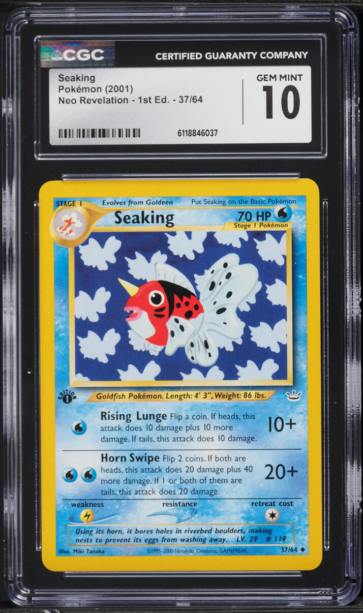 2001 Pokemon Neo Revelation 1st Edition Seaking #37 CGC 10 GEM MINT
