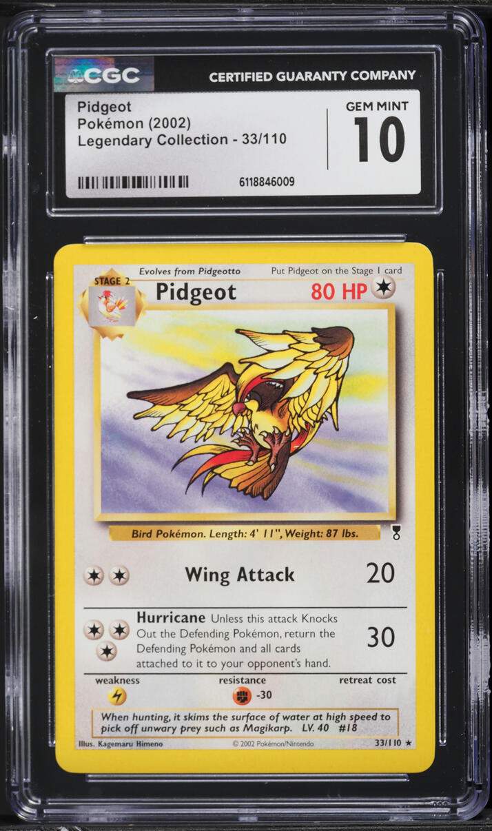 2002 Pokemon Legendary Collection Pidgeot #33 CGC 10 GEM MINT