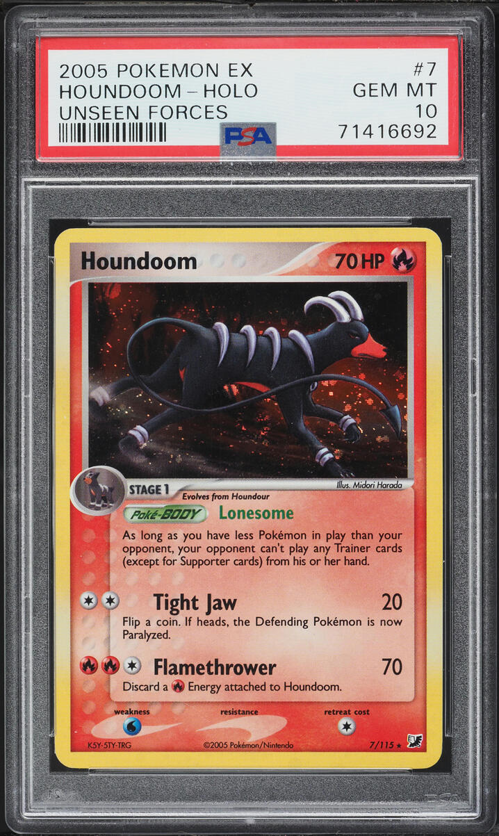 2005 Pokemon EX Unseen Forces Holo Houndoom #7 PSA 10 GEM MINT
