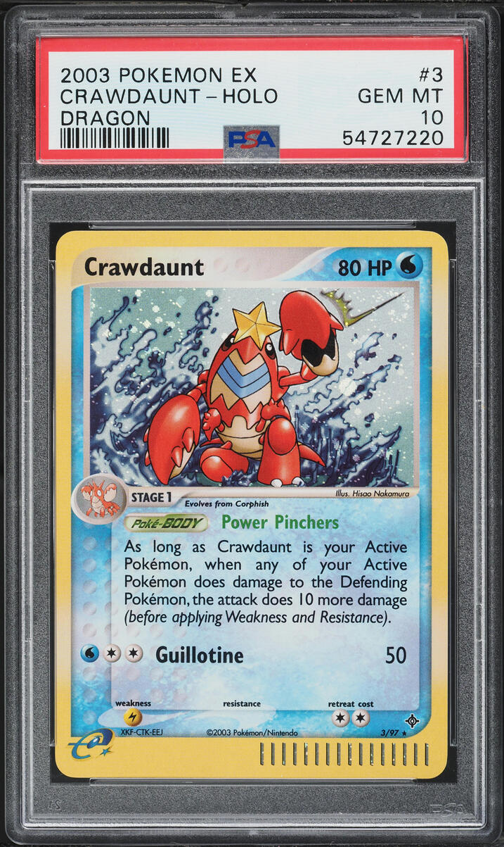 2003 Pokemon EX Dragon Holo Crawdaunt #3 PSA 10 GEM MINT