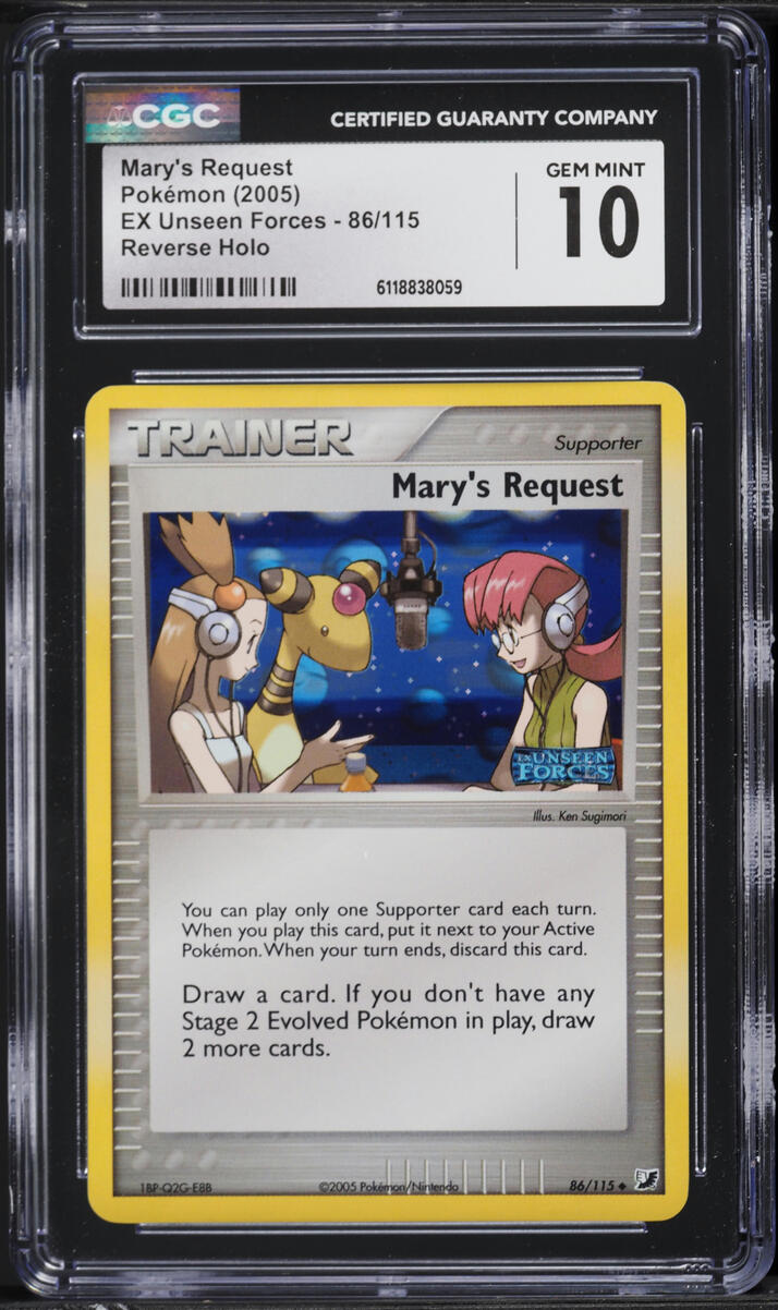 2005 Pokemon EX Unseen Forces Reverse Holo Mary's Request #86 CGC 10 GEM MINT