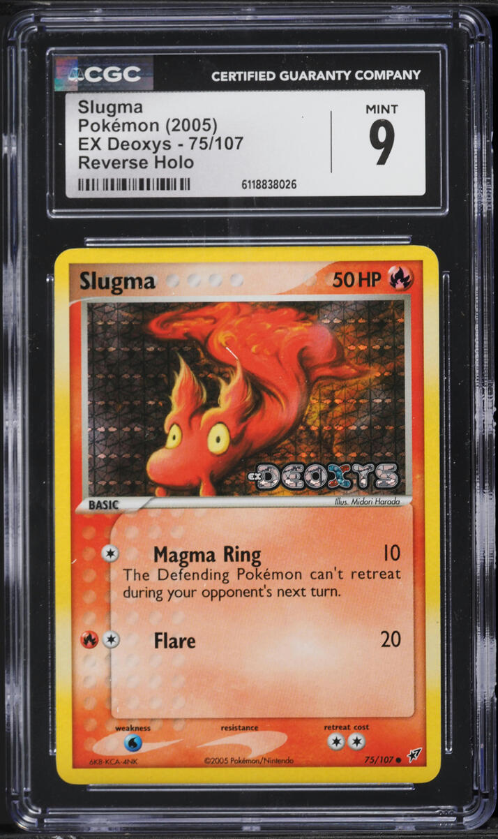 2005 Pokemon EX Deoxys Reverse Holo Slugma #75 CGC 9 MINT