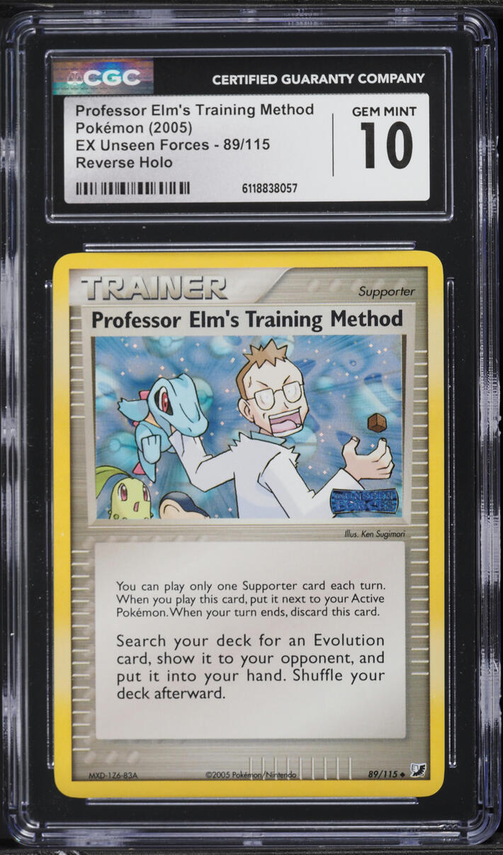 2005 Pokemon EX Unseen Forces Reverse Holo Professor Elm's Training Method #89 CGC 10 GEM MINT