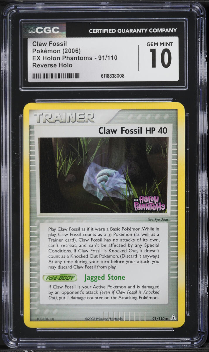 2006 Pokemon EX Holon Phantoms Reverse Holo Claw Fossil #91 CGC 10 GEM MINT