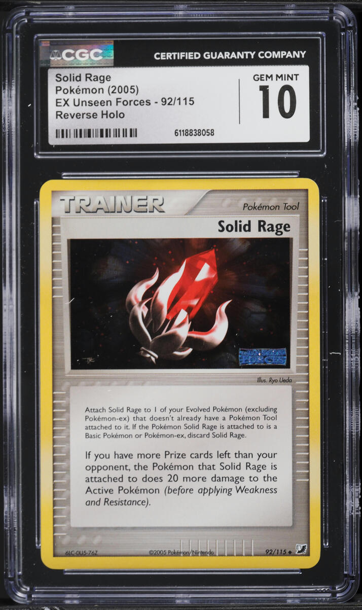 2005 Pokemon EX Unseen Forces Reverse Holo Solid Rage #92 CGC 10 GEM MINT