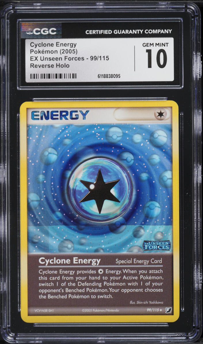 2005 Pokemon EX Unseen Forces Reverse Holo Cyclone Energy #99 CGC 10 GEM MINT