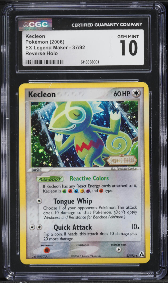 2006 Pokemon EX Legend Maker Reverse Holo Kecleon #37 CGC 10 GEM MINT