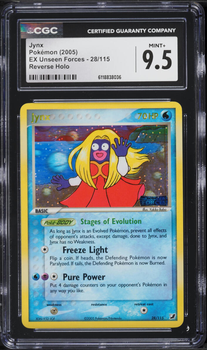 2005 Pokemon EX Unseen Forces Reverse Holo Jynx #28 CGC 9.5 MINT+