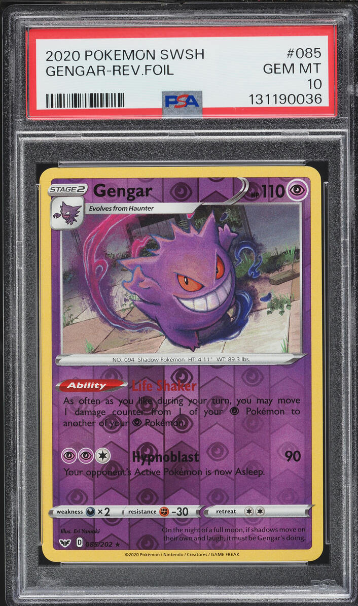 2020 Pokemon Sword & Shield Reverse Holo Gengar #85 PSA 10 GEM MINT