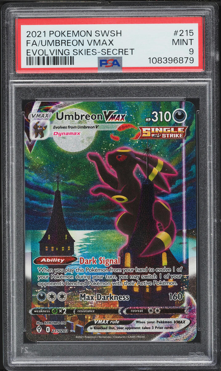 2021 Pokemon Sword & Shield Evolving Skies Alt Art Umbreon VMAX #215 PSA 9 MINT