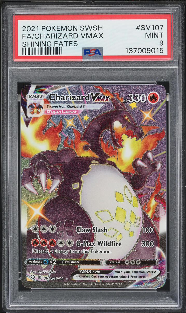 2021 Pokemon Sword & Shield Shining Fates Full Art Charizard VMAX #SV107 PSA 9 MINT