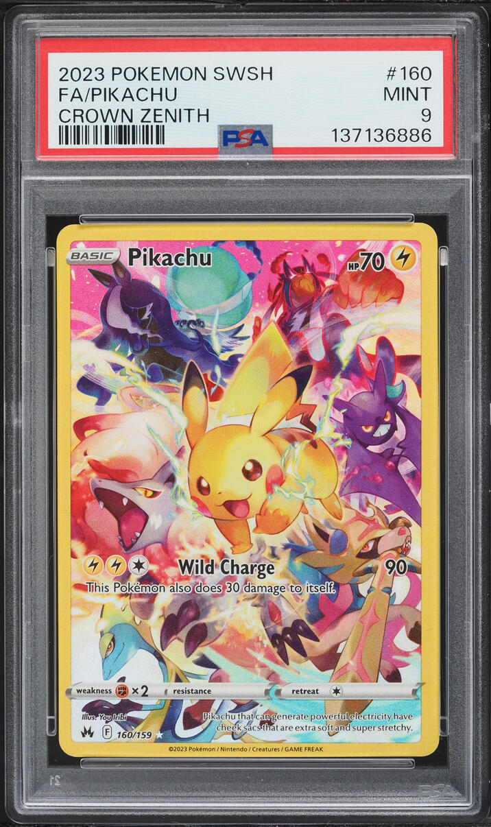 2023 Pokemon Sword & Shield Crown Zenith Alt Art Pikachu #160 PSA 9 MINT