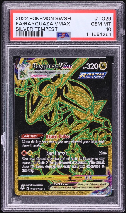 2022 Pokemon Sword & Shield Silver Tempest Full Art Rayquaza VMAX #TG29 PSA 10 GEM MINT