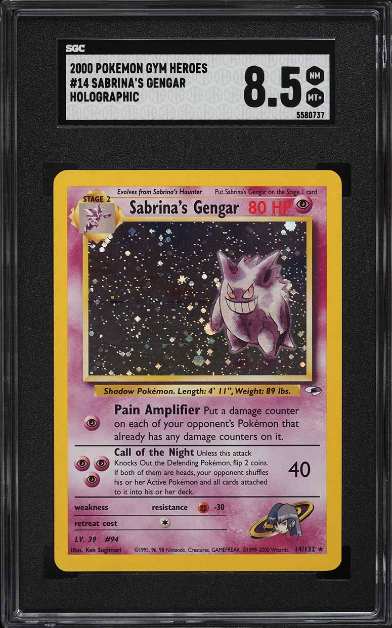 2000 Pokemon Gym Heroes Holo Sabrina's Gengar #14 SGC 8.5 NM-MT+