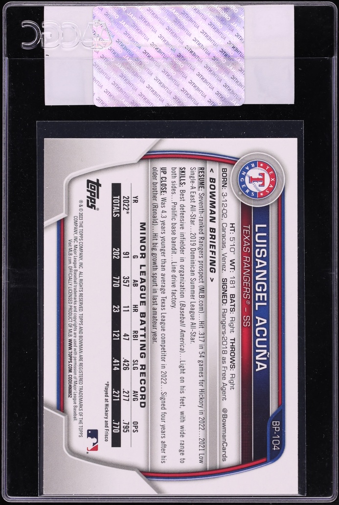 2023 Bowman Luisangel Acuna PROSPECT #BP-104 CGC AUTH