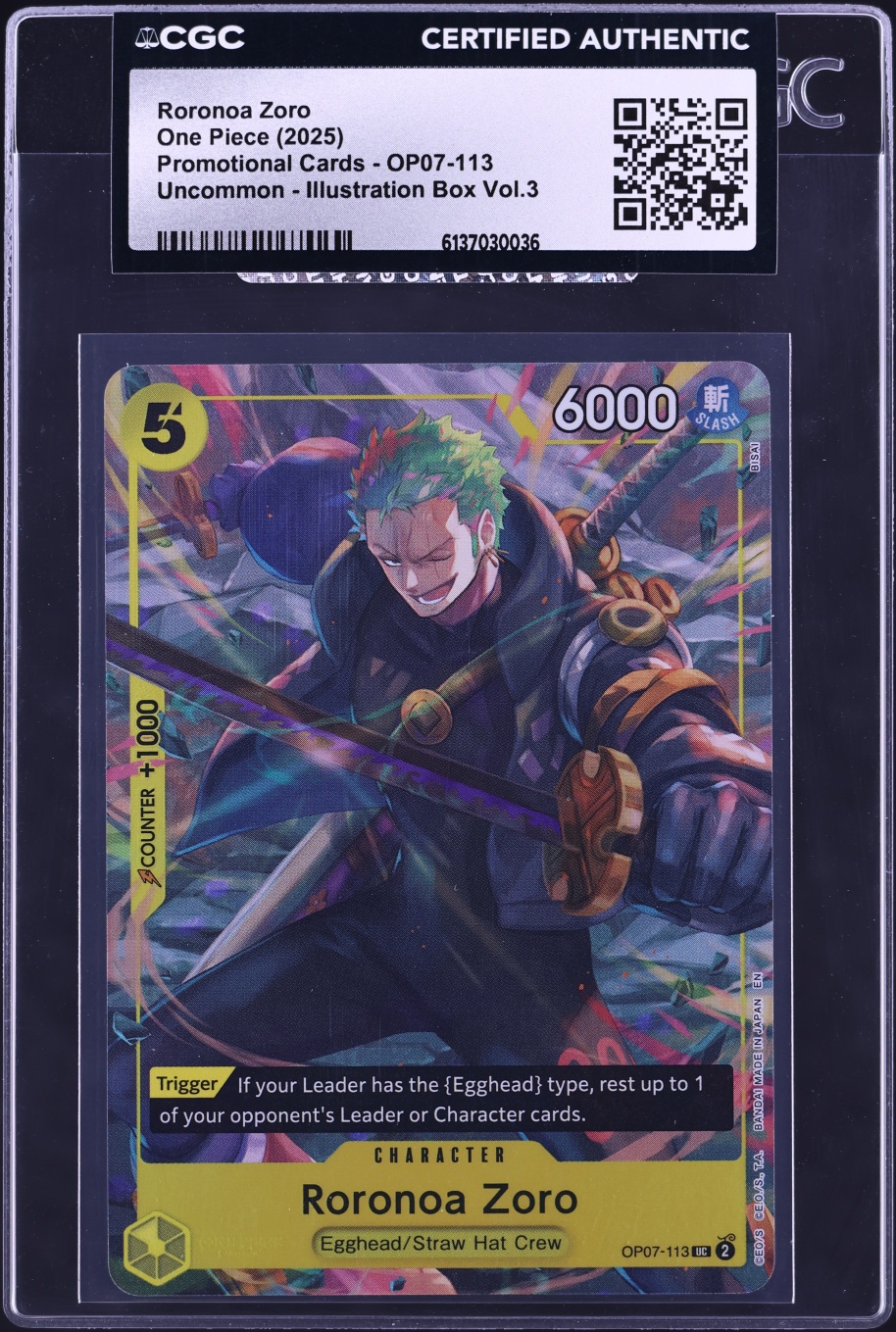 2025 One Piece Promo Illustration Box Volume 3 Roronoa Zoro #OP07-113 ...