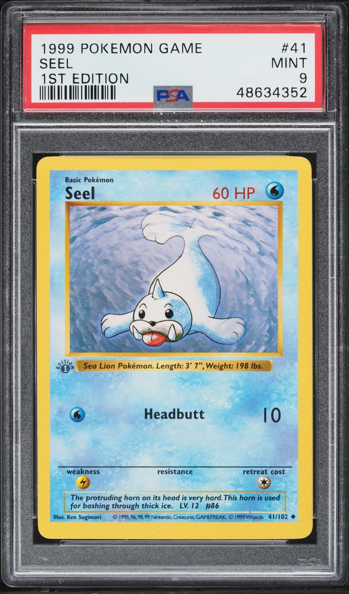 1999 Pokemon Base Set Shadowless 1st Edition Seel #41 PSA 9 MINT