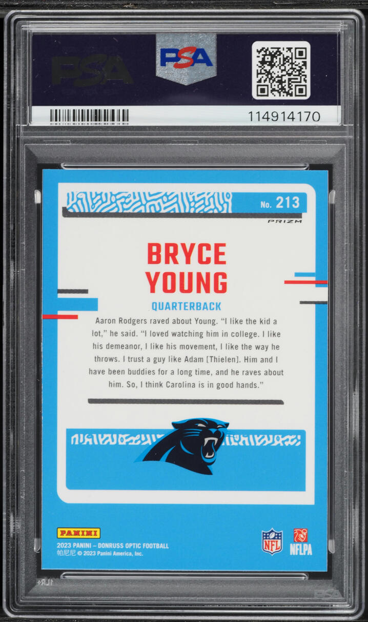 2023 Donruss Optic Pink Prizm Bryce Young ROOKIE #213 PSA 9 MINT