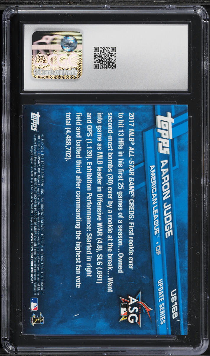 2017 Topps Update Aaron Judge ROOKIE #US166 CGC 8.5 NM-MT+
