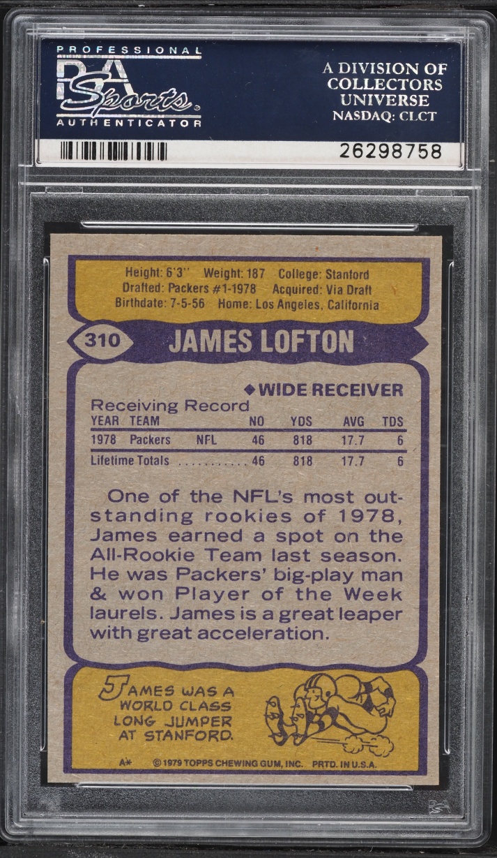1979 Topps Football James Lofton ROOKIE #310 PSA 9 MINT