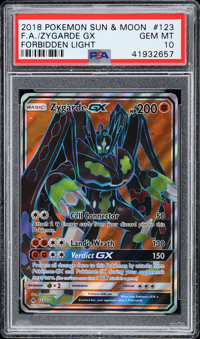 2018 Pokemon Sun & Moon Forbidden Light Full Art Zygarde GX #123 PSA 10 GEM MINT
