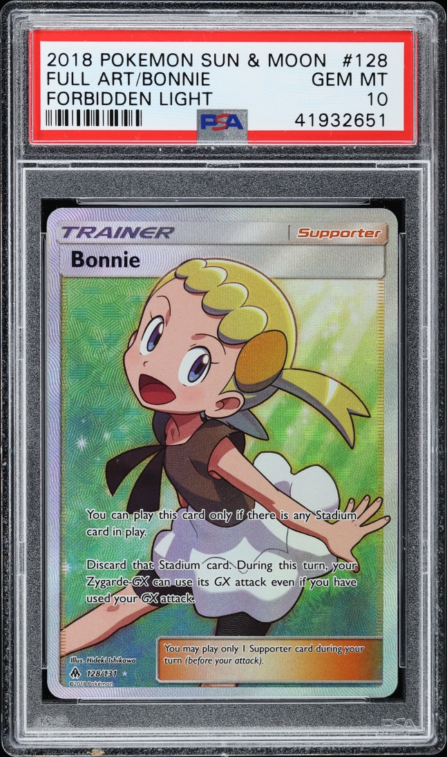 2018 Pokemon Sun & Moon Forbidden Light Full Art Bonnie #128 PSA 10 GEM MINT