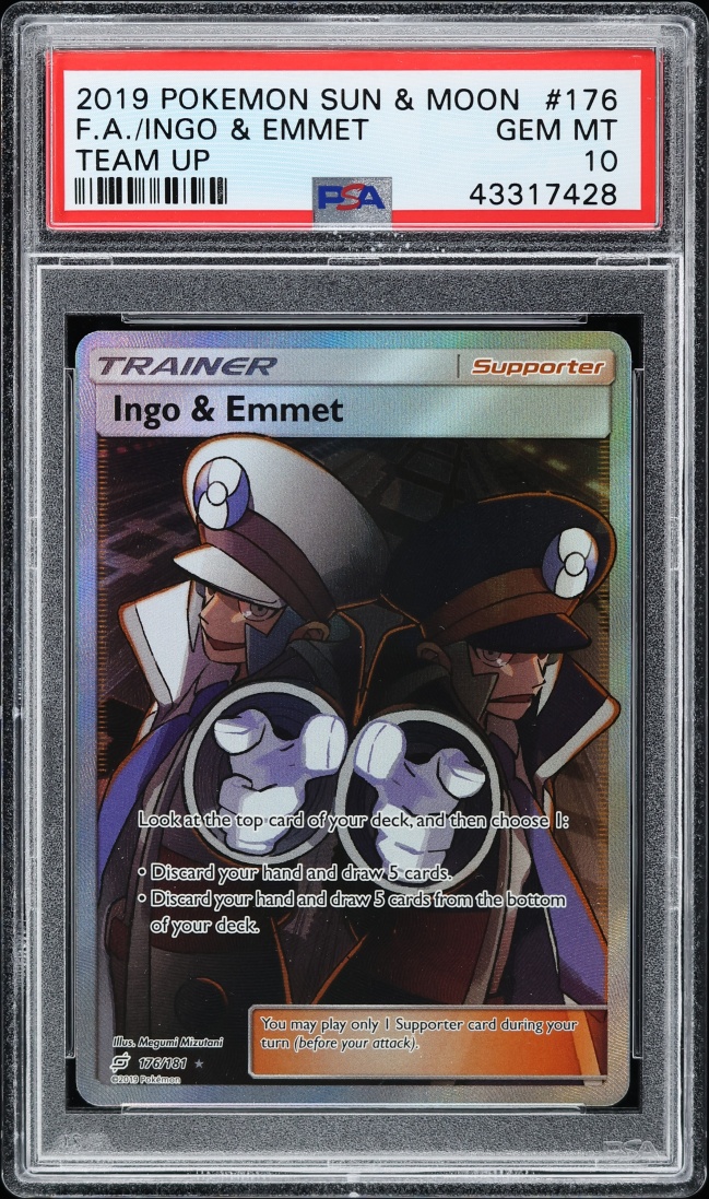 2019 Pokemon Sun & Moon Team Up Full Art Ingo & Emmet #176 PSA 10 GEM MINT