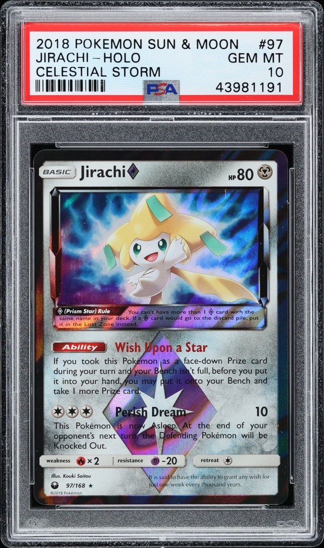 2018 Pokemon Sun & Moon Celestial Storm Holo Jirachi #97 PSA 10 GEM MINT
