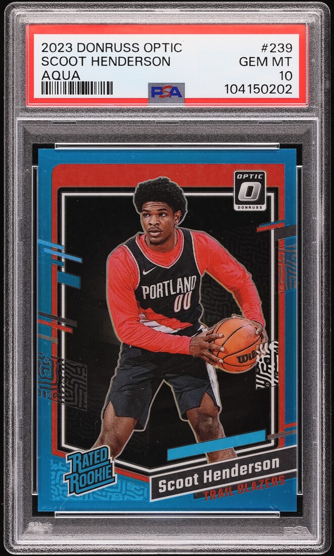 2023 Donruss Optic Aqua Scoot Henderson ROOKIE /249 #239 PSA 10 GEM MINT