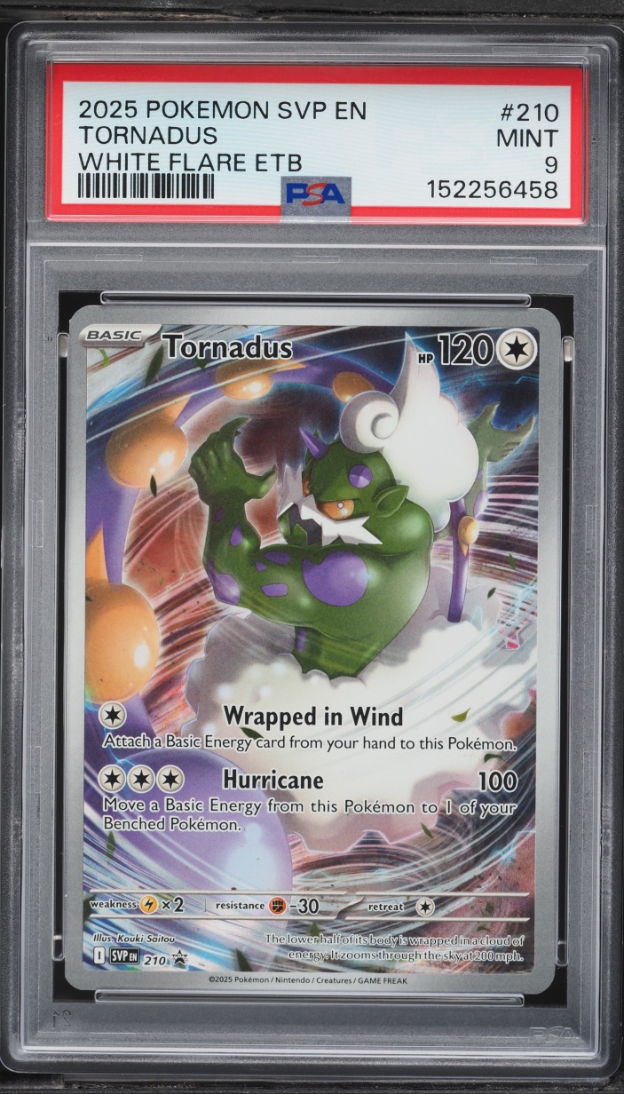 2025 Pokemon Scarlet & Violet Promo White Flare ETB Full Art Tornadus #210 PSA 9 MINT