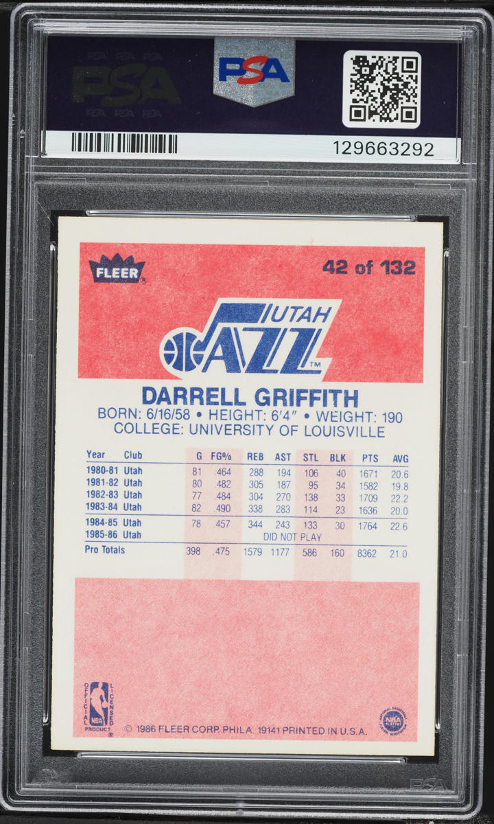 1986 Fleer Basketball Darrell Griffith #42 PSA 5 EX