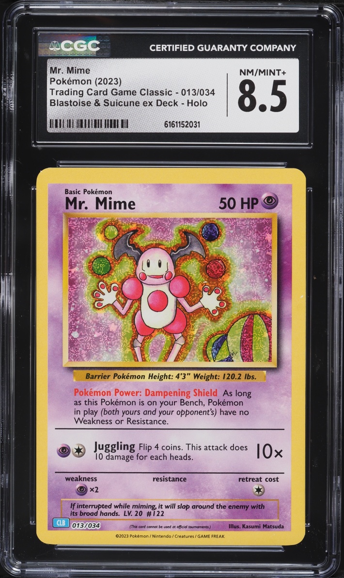 2023 Pokemon SV Classic Collection Blastoise & Suicune Ex Deck Mr. Mime #13 CGC 8.5 NM-MT+