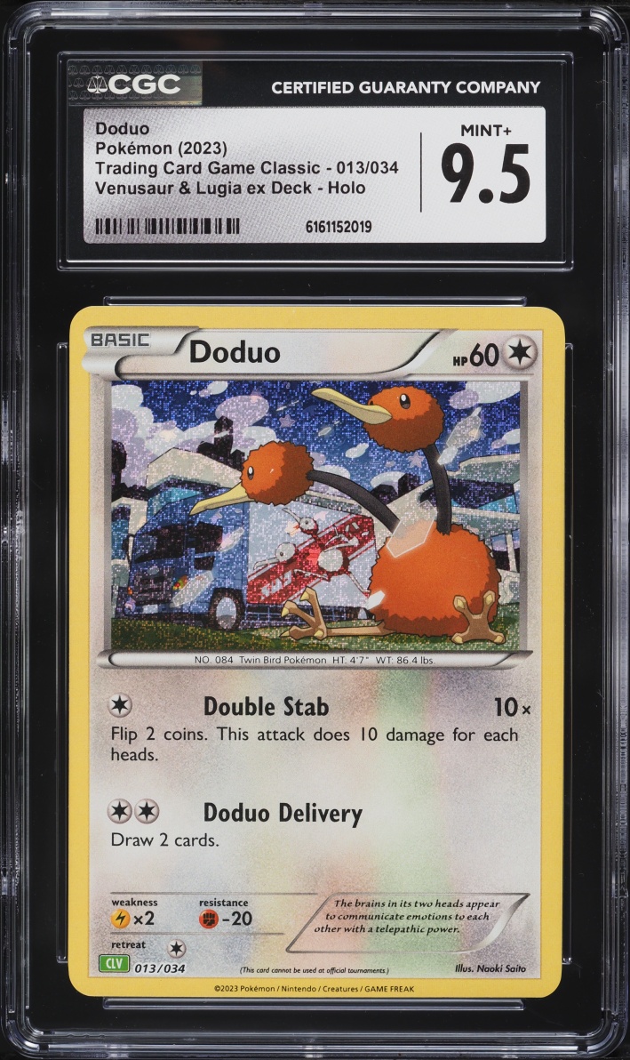 2023 Pokemon Scarlet & Violet TCG Classic Collection Holo Doduo #13 CGC 9.5 MINT+